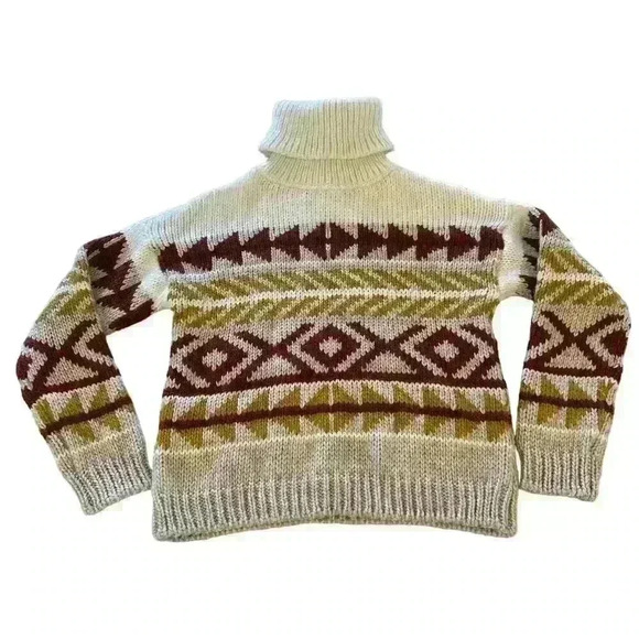 Elsamanda Anthropologie Turtleneck‎ Sweater Western Boho Aztec Print Size Small - Picture 1 of 8